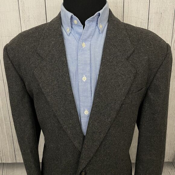 VTG Henry Grethel Large Gray Wool Blend 2-Button Ventless Sports Coat - Picture 1 of 10